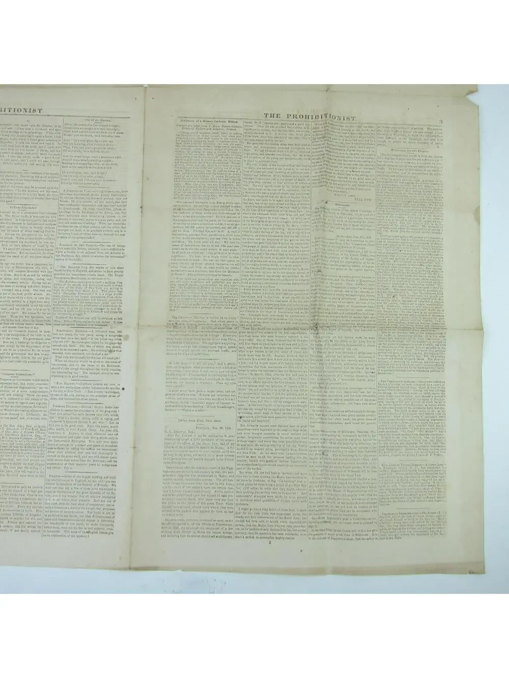 The Prohibitionist Newspaper New York Temperance Society #1 Antique 1854 RARE